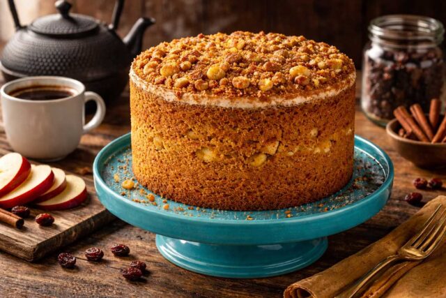 Bolo de Maçã Fofinho com Canela e Uva Passa