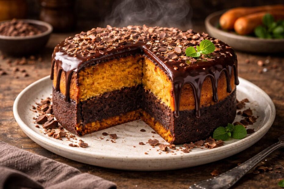 Bolo de Cenoura com Chocolate Defumado