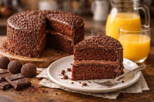 Bolo de Chocolate Fofinho com Cobertura de Brigadeiro: A Receita Profissional da Tia