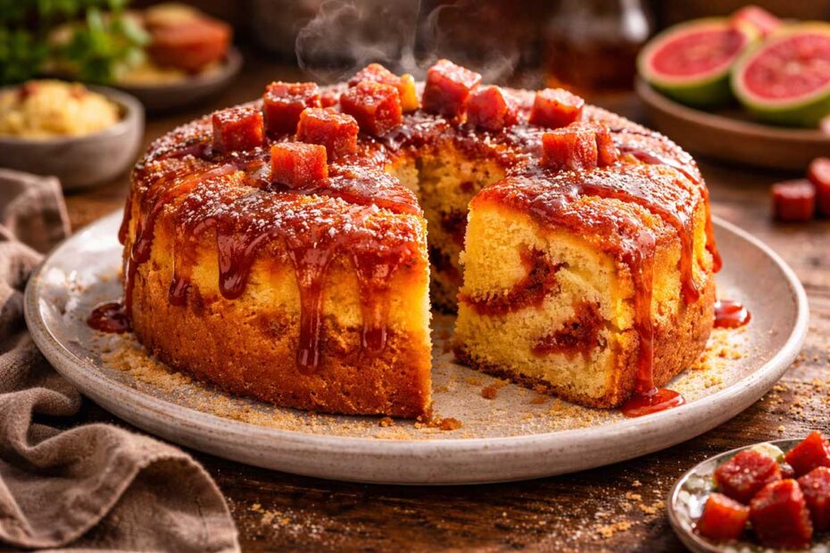 Bolo de Fubá com Goiaba