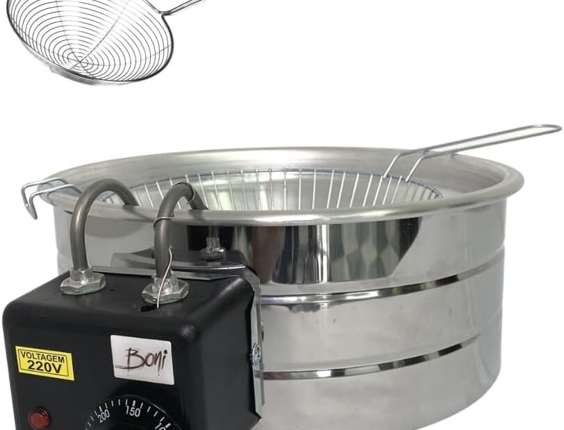 Fritadeira Elétrica Industrial Tacho 3,5L + Escumadeira Inox