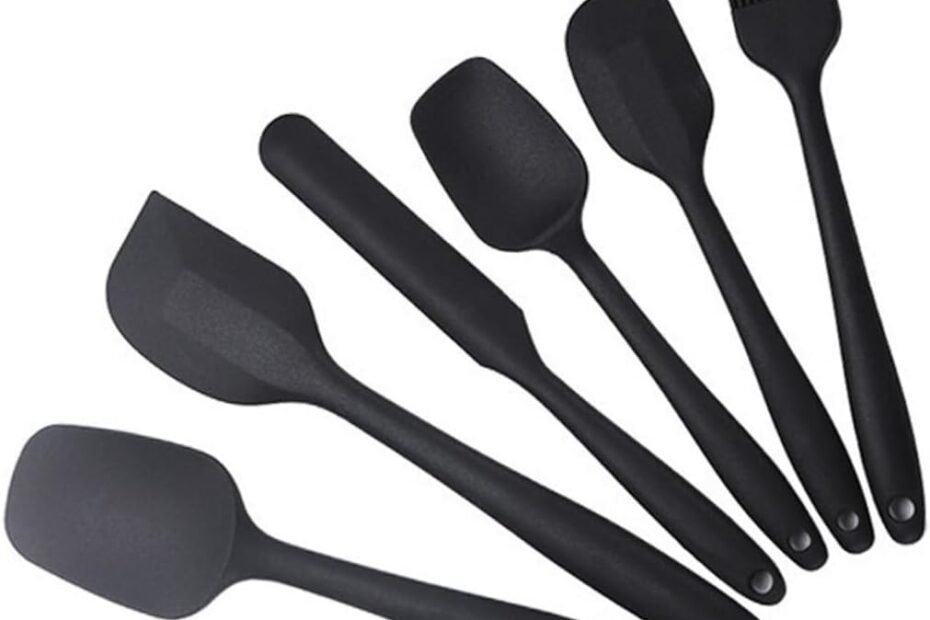 Kit Colher Utensílios De Cozinha Em Silicone 6 Peças (Preto)