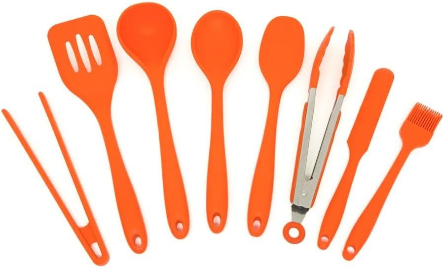 Kit de Utensílios de Silicone com 8 peças Laranja - OIKOS