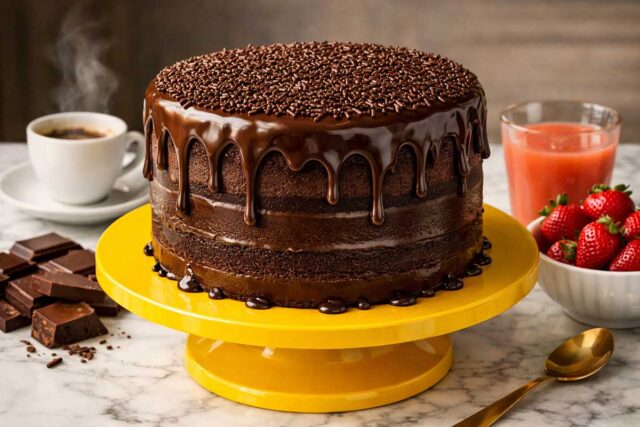 Bolo de Chocolate de Micro-ondas Fofinho com Cobertura de Brigadeiro Mole